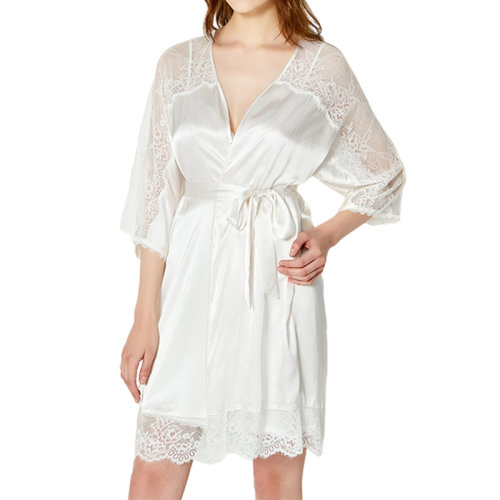 GeleiStory/GeleiStory 真絲睡衣女春秋睡袍吊帶睡裙二件套長(zhǎng)袖桑蠶絲綢性感蕾絲家居服女裝＞女士睡衣/家居服＞女睡衣/家居服