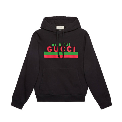 GUCCI/古馳    男士Original Gucci印花黑色純棉連帽衛(wèi)衣 626989XJCOR1082
