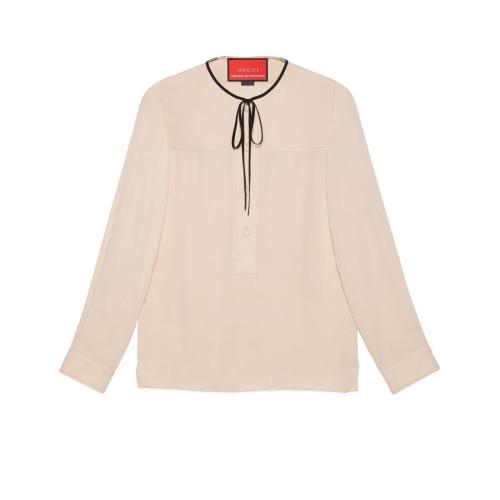  GUCCI古馳 22年秋冬 男士 2015 Re-Edition蝴蝶結(jié)真絲襯衫 664549 Z63_ 9951