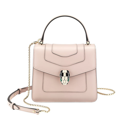 BVLGARI/寶格麗 serpenti forever系列 女士裸粉色小牛皮蛇頭扣單肩斜挎包手提包