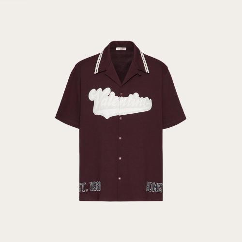  VALENTINO華倫天奴 22年秋冬 男士 短袖襯衫 CHEMISE EN COTON A_VEC BRODERIE MAISON VALENTI