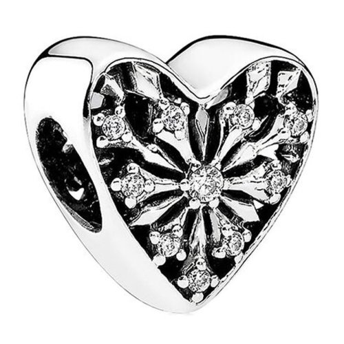 PANDORA/潘多拉 鋯石+925銀圣誕冰花鋯石之心鋯石串珠791996CZ
