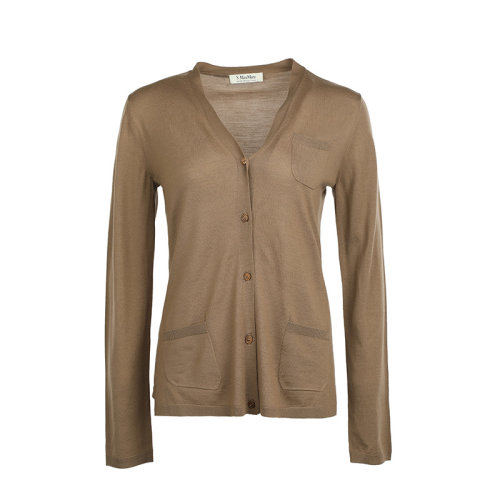 MaxMara/麥絲瑪拉女士微彈薄款綿羊毛開胸針織衫/毛衣93460429600ALEX