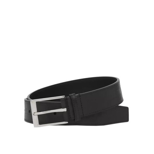 BURBERRY/博柏利 22年秋冬新款 男士黑色小牛皮革格紋壓花黃銅鍍鈀腰帶80515181