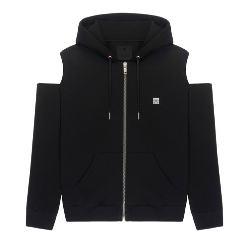 Givenchy/紀梵希      4G LOGO系列 女士黑色棉質(zhì)拉鏈連帽衛(wèi)衣BWJ02P3Z87-001