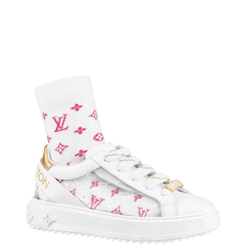 Louis Vuitton/路易威登 22年早春新款 TIME OUT系列 女士白色/金色小牛皮透明設(shè)計(jì)運(yùn)動(dòng)鞋1A9PZS