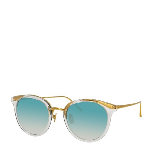 Linda Farrow/琳達法羅 中性橢圓框綠松藍漸變太陽鏡 防UV LFL722