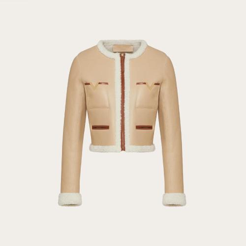  VALENTINO華倫天奴 22年秋冬 女士 夾克 VESTE EN PEAU DE MOUTON 1B3NAA257CB7CX