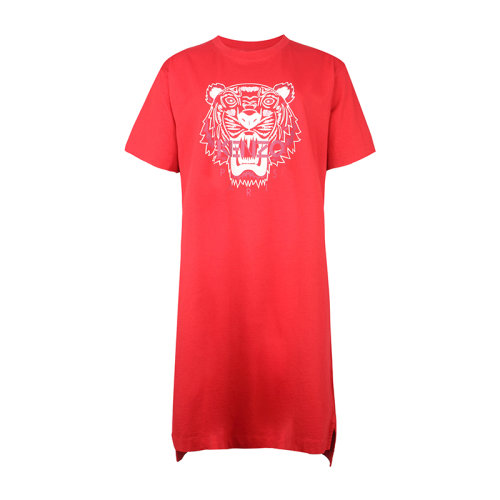 KENZO/高田賢三  凱卓女裝 經(jīng)典虎頭圖案 女士棉質(zhì)時尚圓領(lǐng)短袖春夏連衣裙 FA62RO7754YA.22