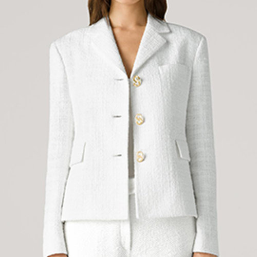 St.John/盛薔21春夏女士西服V領針織短款西裝外套K613C03