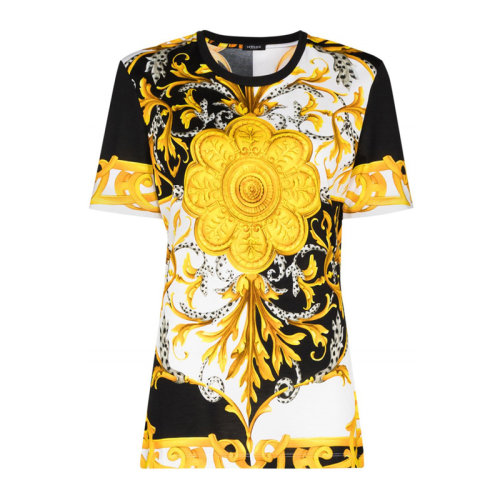 VERSACE/范思哲 女士印花棉質(zhì)羅紋圓領(lǐng)上衣短袖T恤 A87458-A236028-A7027