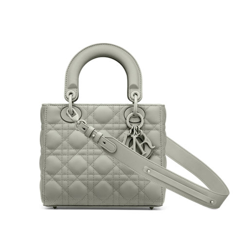 DIOR/迪奧 LADY DIOR系列MY ABCDIOR 女士灰色啞光小牛皮單肩手提戴妃包 （勛章款）M0538ILOI_M41G