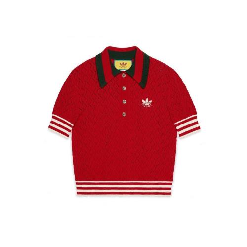  GUCCI古馳 22年秋冬 女士 adidas x Gucci聯(lián)名系列棉質(zhì)Polo衫 693832 XKCDM 6429