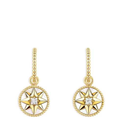 DIOR/迪奧 明星同款ROSE DES VENTS 八芒星鑲嵌鉆石珍珠母貝黃金耳環(huán) JRDV95057_0000