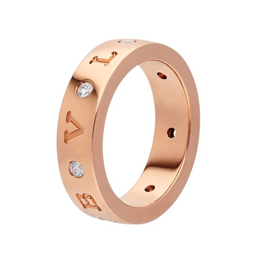 BVLGARI/寶格麗BVLGARI系列18K金玫瑰金鑲7顆鉆石 經典款戒指 353961