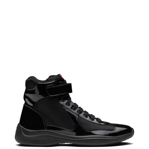 PRADA/普拉達(dá) 22年新款 America's Cup系列 男士黑色皮革和織物材質(zhì)高幫運(yùn)動(dòng)鞋4T3461_ASZ_F0002