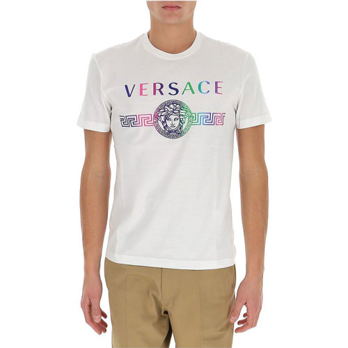 VERSACE/范思哲  男裝 時尚簡約 男士白色棉質(zhì)短袖T恤 A87394A-4A228806-1001