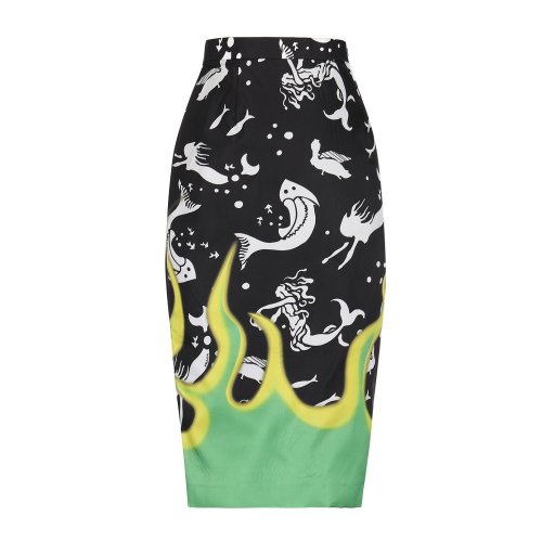 PRADA LINEA ROSSA 混色 時(shí)尚印花 女士半身裙 21H817 1R84