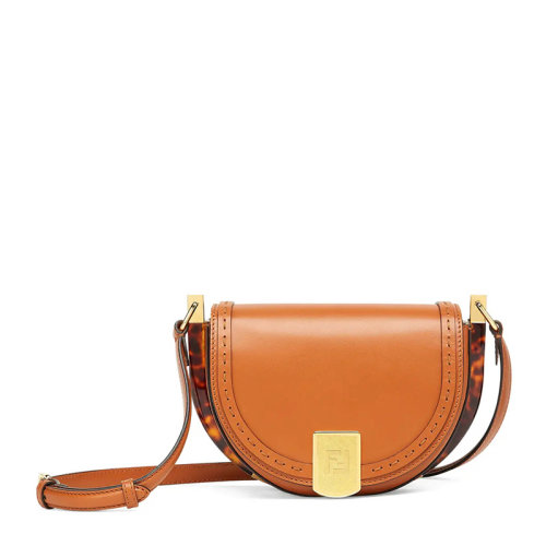 FENDI/芬迪 女士棕色百搭皮革單肩包斜挎包