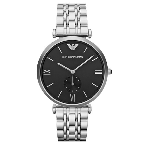 Emporio Armani/安普里奧阿瑪尼【買(mǎi)即贈(zèng)藍(lán)牙耳機(jī)】阿瑪尼手表男士三眼計(jì)時(shí)復(fù)古皮質(zhì)表帶石英腕表 AR1828