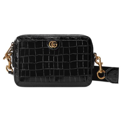  GUCCI古馳 22年秋冬 男士 飾雙G鱷魚(yú)皮肩背包 710861 EAAC4 1000