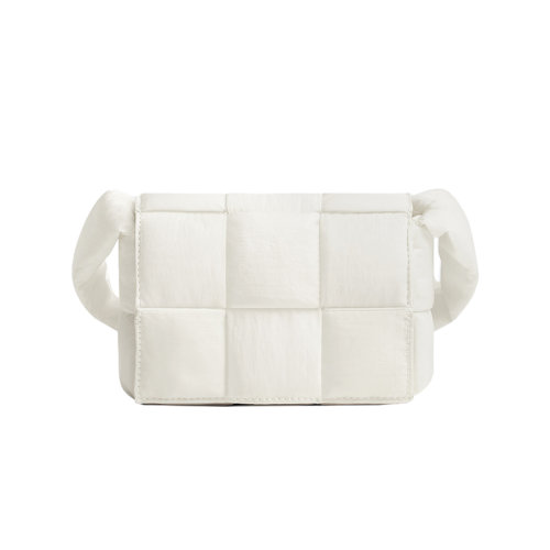 Bottega Veneta/葆蝶家 22春夏新款CASSETTE系列 男士迷你白色intreccio編織尼龍單肩斜挎包691018VBO819007