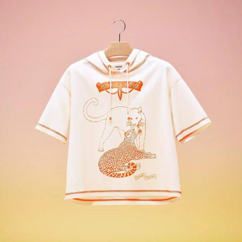  HERMES愛馬仕 22年秋冬 女士 短袖T恤 T-shirt court a capuche H2H4621DHM934
