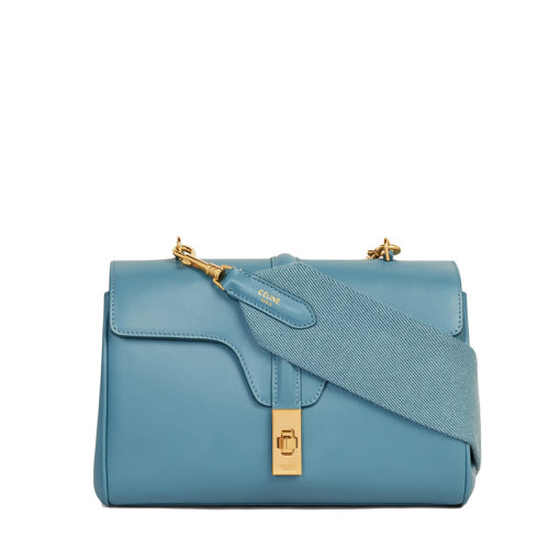 CELINE/賽琳 22春夏新款TEEN SOFT 16系列 女士丹寧藍色光滑小牛皮金扣斜挎單肩包196853CR4.07DD