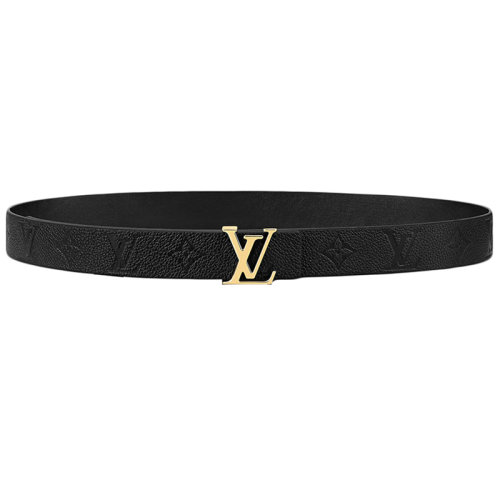 Louis Vuitton/路易威登 女士黑色皮革LV標志性金扣30毫米雙面腰帶M0328V