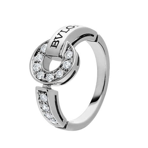 BVLGARI/寶格麗  18K金白金鋪鑲鉆石戒指 343170
