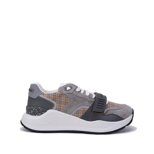 BURBERRY/博柏利 男款織物配皮系帶休閑運動鞋格紋 80452951