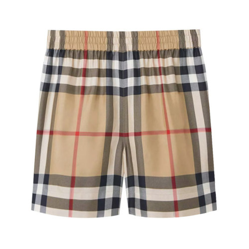 BURBERRY/博柏利 女款桑蠶絲高腰短褲典藏米色格紋 80527481