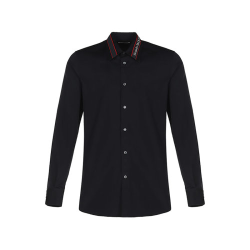 Alexander McQueen/亞歷山大麥昆【22春夏新款】男士棉質(zhì)長袖襯衫LOGO飾帶 642401 QRN44