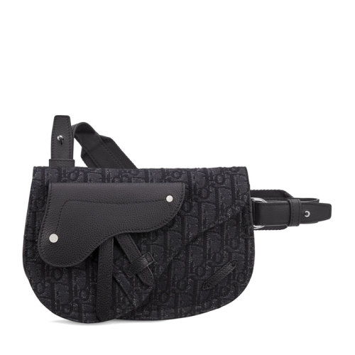 DIOR/迪奧 Saddle Oblique 男士黑色提花帆布單肩馬鞍包 1ADPO095YKY_H00N