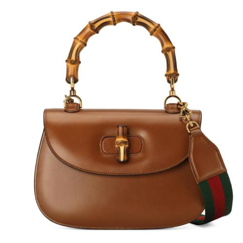  GUCCI古馳 22年秋冬 女士 Gucci Bamboo 1947 中號(hào)手提包 672206 10ODT 2579