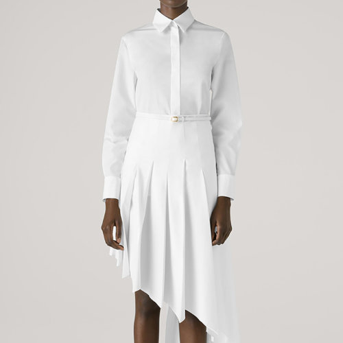 【21春夏新款】St.John/盛薔2021春季新款女士純棉百搭經(jīng)典白女士長袖襯衫上衣K313C91