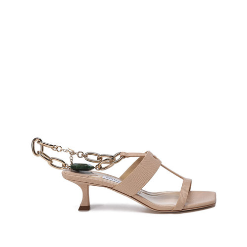 Jimmy Choo/周仰杰【22春夏新款】 女士皮革腳鏈綴飾斜方頭露趾高跟鞋涼鞋 REED 50 BAX