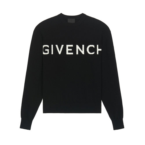 Givenchy/紀(jì)梵希  女士黑色山羊絨圓領(lǐng)白色GIVENCHY 4G LOGO針織衫BW90CU4Z9S-004