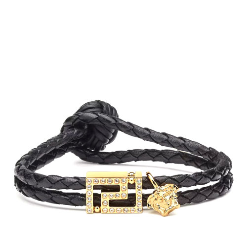  VERSACE/范思哲 手串男士黑色真皮Medusa繩編手鏈 DG07891-DJXL-D41CO