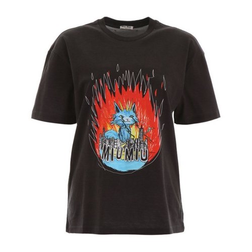  Miu Miu/繆繆 女士印花棉質(zhì)短袖T恤 MJN145 1UE9 F0002 PLFSX