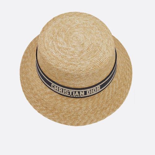  DIOR迪奧 22年秋冬 女士 帽子 窄檐帽-麥秸和深藍色刺繡飾帶 11DRT952G180_C530 預定商品1-3周發(fā)貨