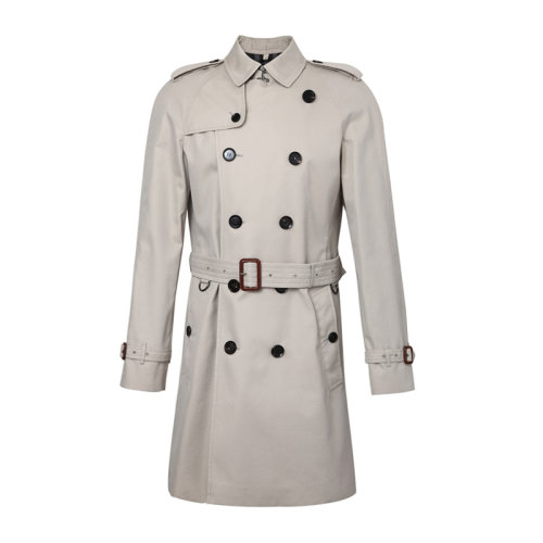 BURBERRY/博柏利 男裝 服裝 米灰色棉質(zhì)雙排扣簡約長袖 男士風(fēng)衣外套 3761565