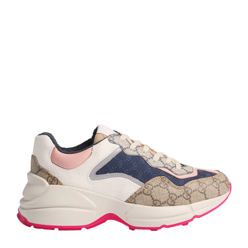 GUCCI/古馳 Rhyton系列 經(jīng)典款 女士老花拼色帆布運(yùn)動(dòng)鞋老爹鞋62018599WF04371