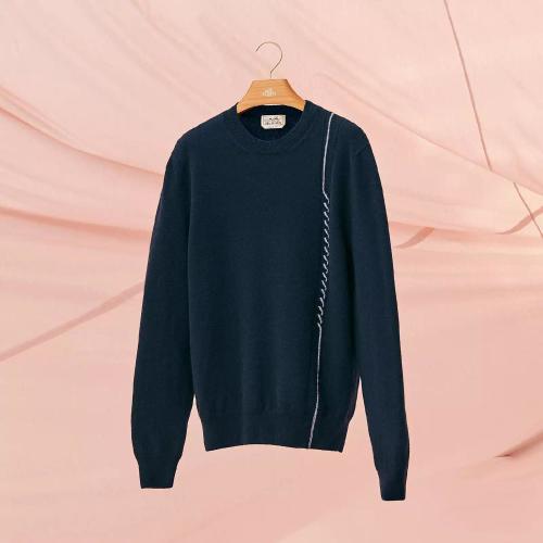  HERMES愛(ài)馬仕 22年秋冬 男士 長(zhǎng)袖襯衫 Pull col rond cachemire signature H257000HA01LA