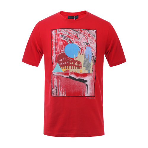 Trussardi/楚莎迪 純棉圓領(lǐng)男士短袖T恤 短T 休閑上裝 上衣