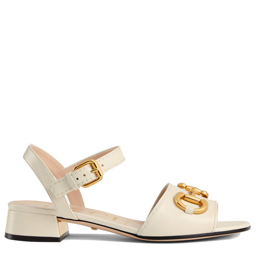 GUCCI/古馳 女士白色皮革馬銜扣涼鞋655413BKO009022
