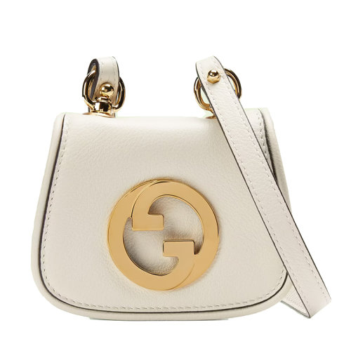 GUCCI/古馳  Blondie系列 女士白色皮革圓形G金扣小包錢(qián)包掛脖包?698635UXX0G9022