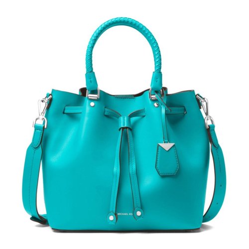 MichaelKors/邁克·科爾斯Blakely系列女士藍色皮質(zhì)時尚拉繩手提包單肩斜挎包