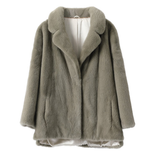 GeleiStory/GeleiStory進口貂皮大衣女時尚簡約顯瘦天鵝絨水貂毛整貂水貂皮草外套女女士外套 女士皮草