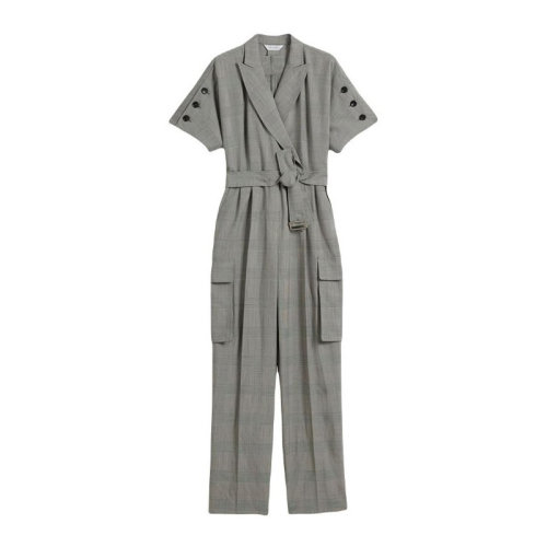 MAX MARA 麥絲瑪拉 女士 服裝 21春夏 灰色翻領(lǐng)腰帶收腰連體褲 女士連體褲